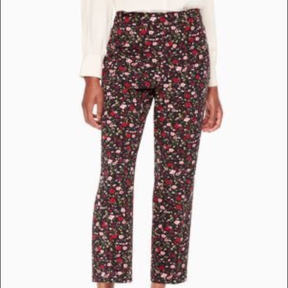 Kate Spade Floral Ankle Pants - Black and Red